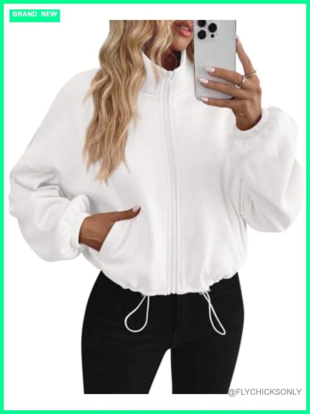 Cropped Fleece Zip Up Sweatshirt Oversized Stand Collar Women's Fall Jacket
